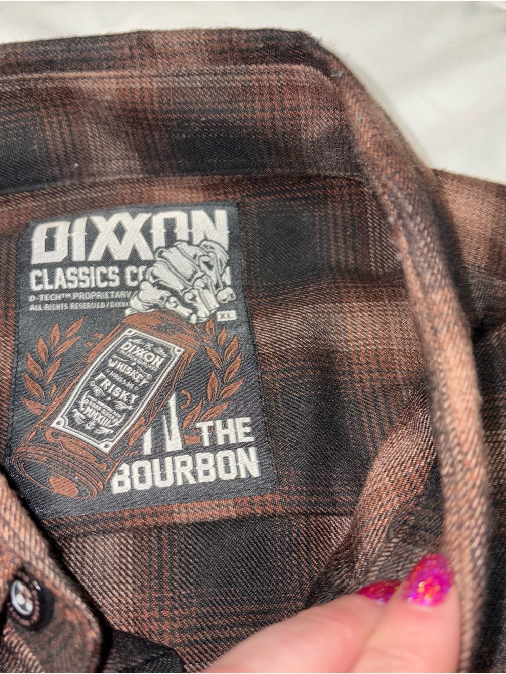 DIXXON | Bourbon Flannel Shirt Mens XL Plaid Long Sleeve Polyester RARE - Picture 3 of 8